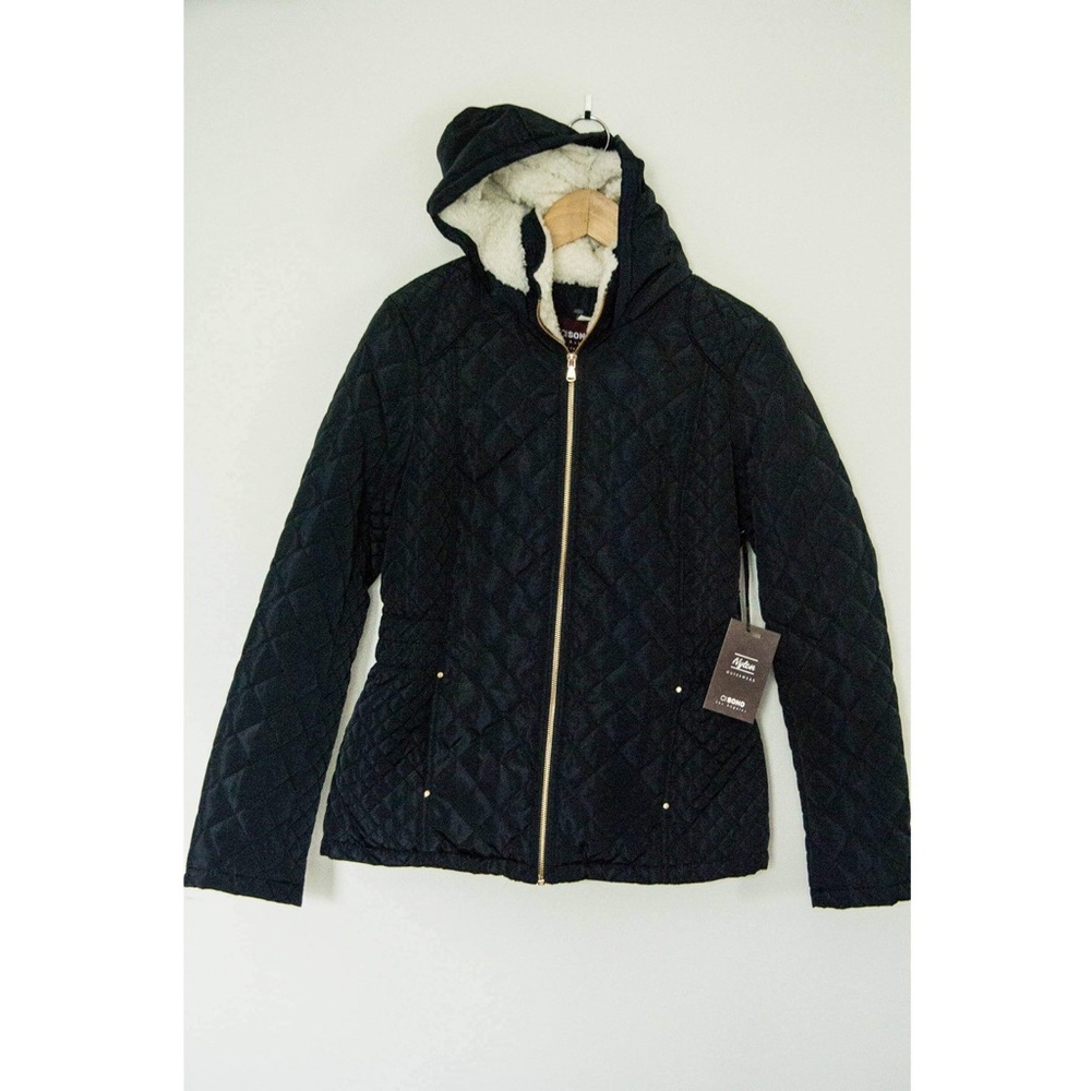 Ci Sono black coat with faux fur lining
